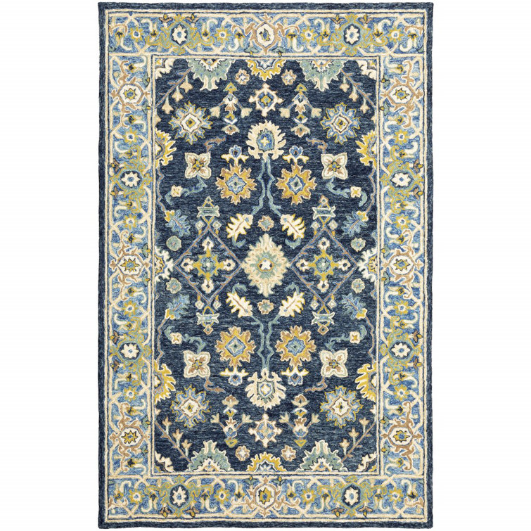 Schuck Handmade Hand Tufted Blue/Yellow Area Rug