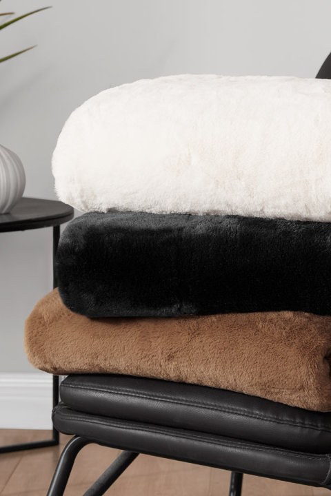 Solid Rabbit Mink Throw Blanket