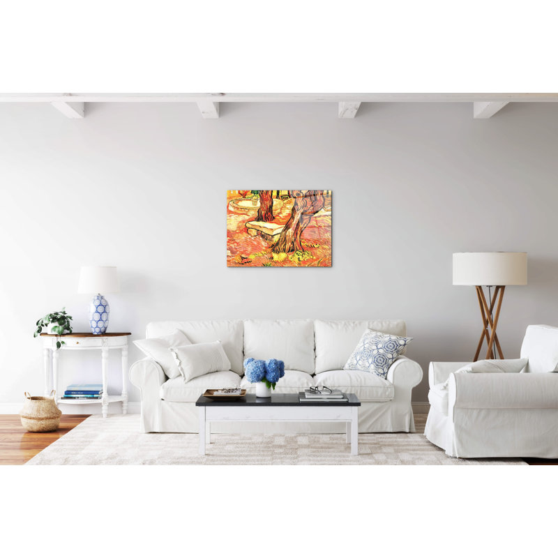 Stone bench in the garden of the hospital of Saint-Paul by Van Gogh Vincent 57cm H X 76cm W CrystalArt Material Acrylic Glass Effect, Frameless Panel Lightweight Ready to Hang
