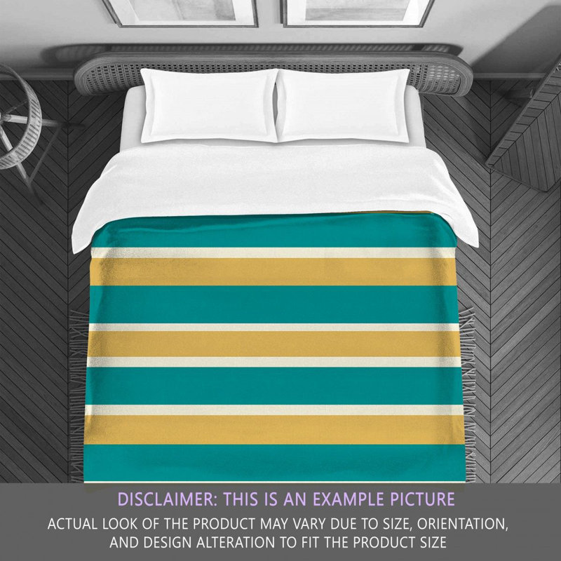 Striped Comforter, Twin Extra Long Comforter, Gold/Teal