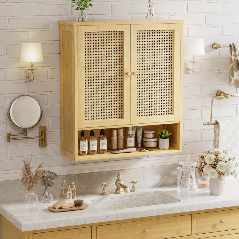 Bamboo Wall Mounted Required Bathroom Cabinet