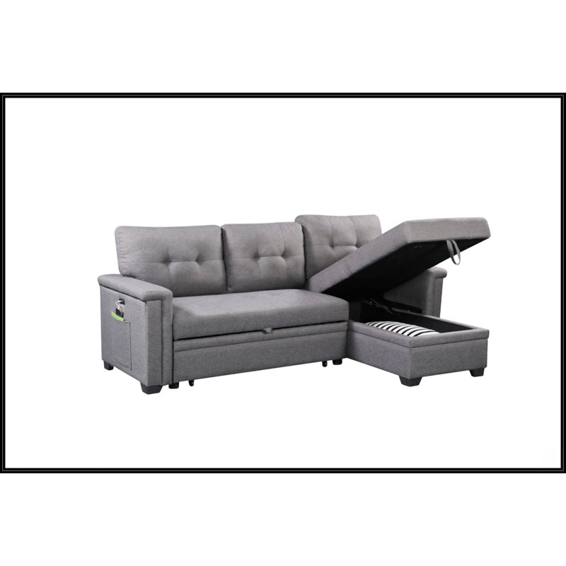 Canapé-lit modulaire réversible 84 po Ashlyn, Retour à droite, Gris foncé