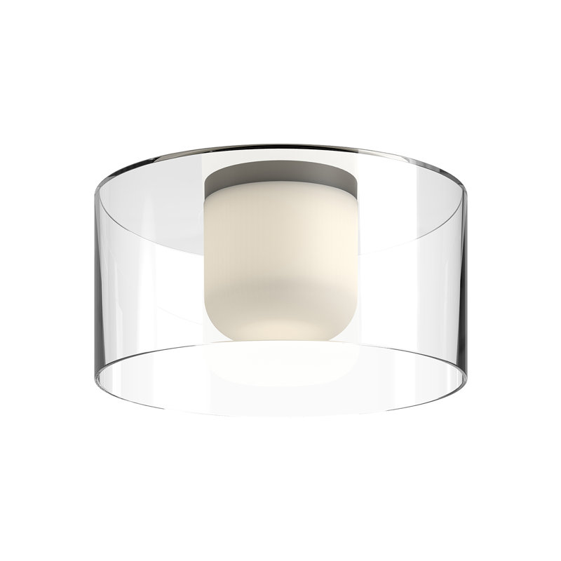 Birch Glass LED Flush Mount, Black/Clear, 6.75" H x 12" W x 12" D