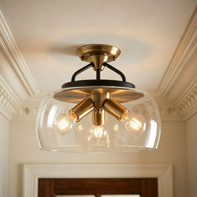 LUMIGLASS 3-Light Glass Semi Flush Mount Ceiling Light for Entryway