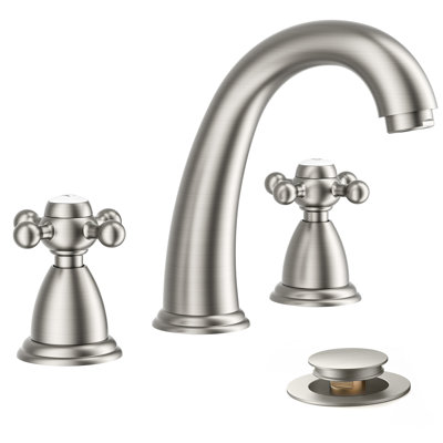 Robinet de lavabo pour salle de bain 8 pouces, robinet de salle de bain noir mat à 3 trous avec bonde escamotable et tuyau d'arrosage