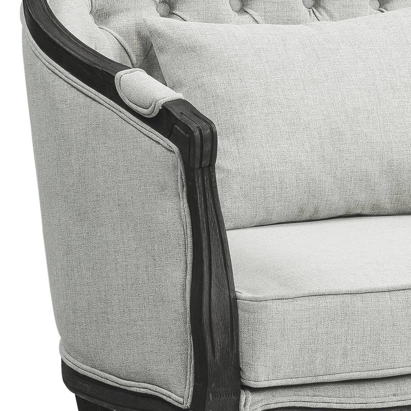 Fauteuil demi-tonneau avec coussin, fauteuil d'appoint Agatho, Marron foncé