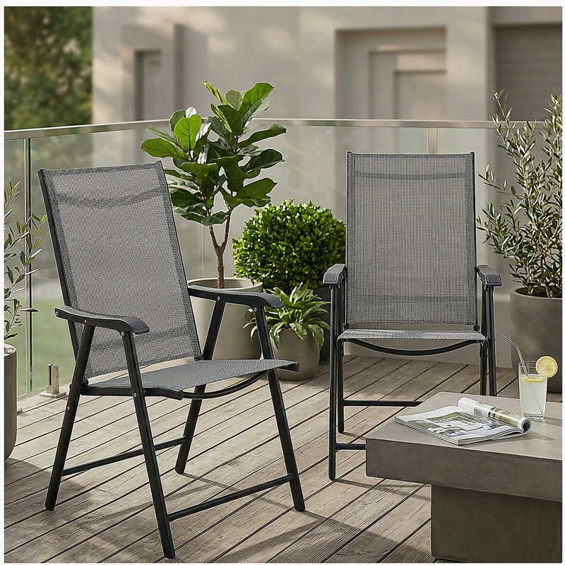 Chaises de patio en acier durable, conception pliable moderne pour tout espace extérieur