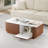 39.4" Modern Fluted Storage Coffee Table with Faux Marble Top-1690271214