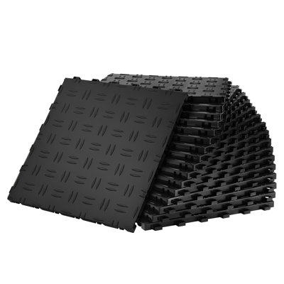 Carreaux de garage imbriqués, carreaux de garage 12 x 12 x 0,53 pouces, carreaux de garage antidérapants à double face, pour garages, sous-sols, ateliers de réparation, noir
