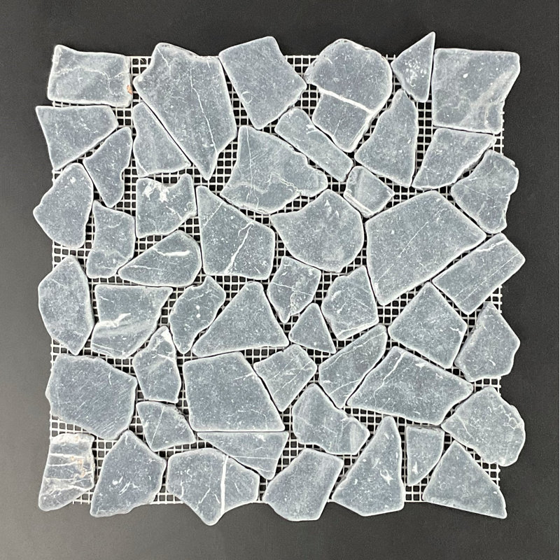 12.5" x 12.5" Marble Pebble Mosaic Wall And Floor Tile, Nero Marquine