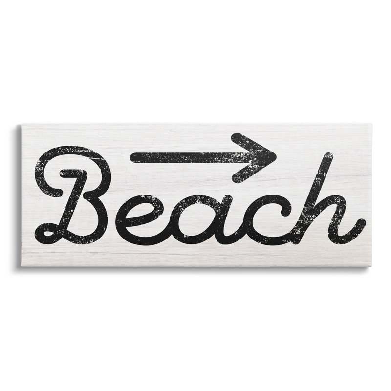 "Weathered Beach Direction Sign" par Daphne Polselli - Art textuel sur toile tendue, H 13 po x l 30 po x P 1,5 po