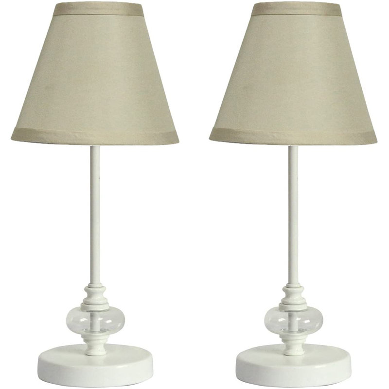 Ensemble de lampe de table 15 po Marcelina, Beige, Blanc mat