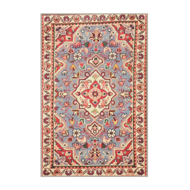 Tapis décoratif oriental rouge/bleu/crème Absalon, Rectangle 7 pi x 10 pi