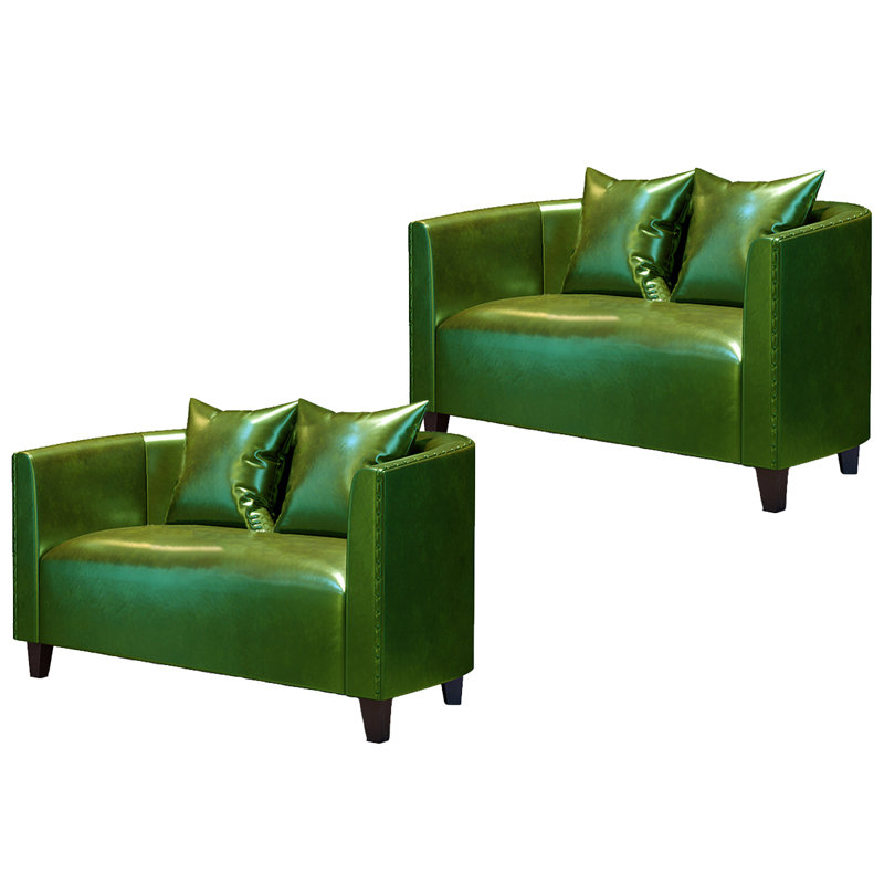 Ensemble de 2 bancs rembourrés en similicuir, Vert