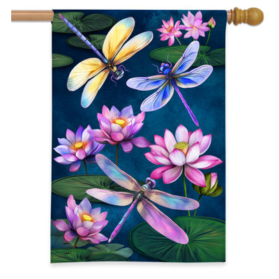 Drapeau de libellules et de nénuphars