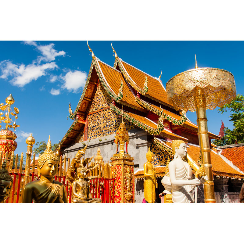 A Buddhist Temple In Chiangmai, Thailand - Wrapped Canvas Print, 30cm H x 46cm W x 3.8cm D