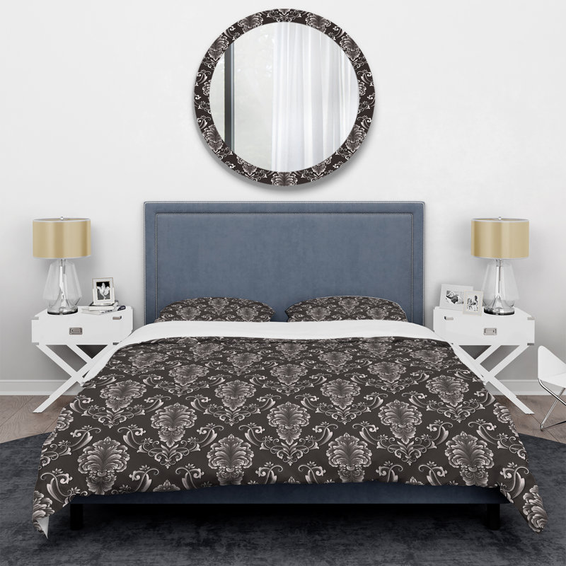 Ensemble de housse de couette en microfibre brun / blanc 2 pièces, Housse de couette simple + 1 taie décorative stan