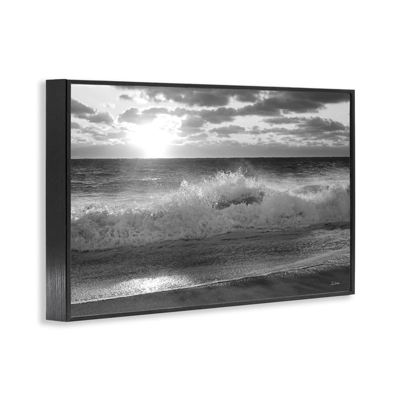 Crashing Sea Waves, estampe numérique par Lori Deiter, Giclée encadrée noir minuit, H 16 po x l 24 po
