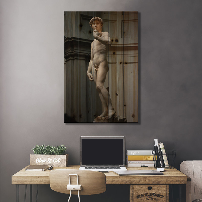 «David» par Michelangelo, impression sur bois sans cadre, L 26 po x H 40 po