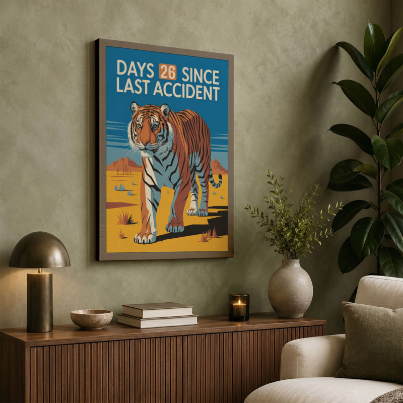 Days Since Last Accident Industrial - Wrapped Canvas, 24x16 - 61.0 x 40.6 cm, Ochre Border