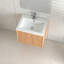 Ensemble de meuble-lavabo flottant 24 po, armoire de salle de bain murale en bois massif avec 2 tiroirs de rangement, lavabo intégré en résine blanche-749409680-749409684