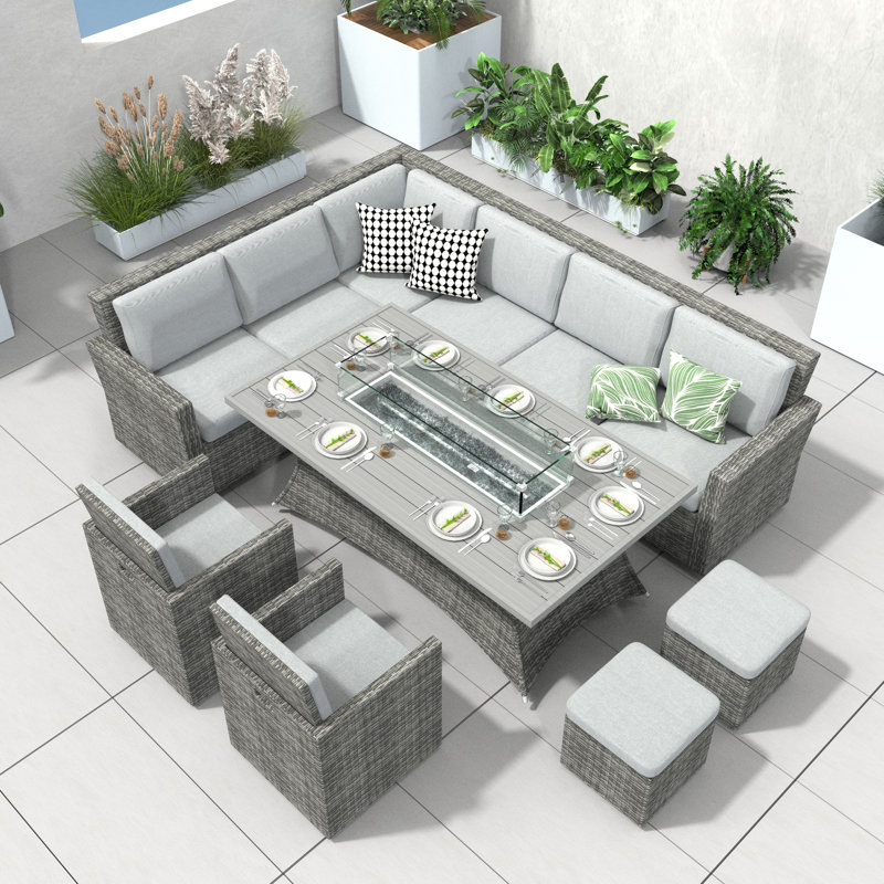 Bryliee 10 - Person Patio Conversation Set with Cushions