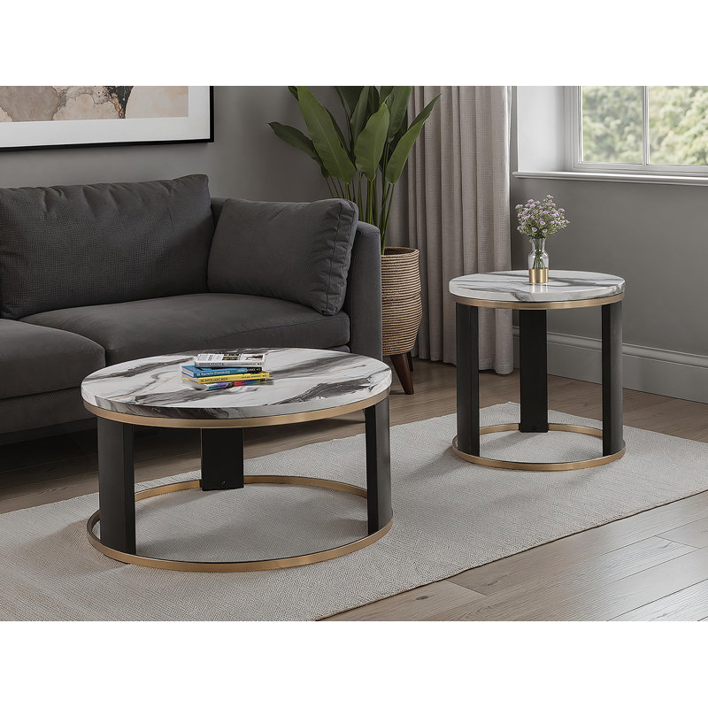 Table basse ronde de style contemporain avec