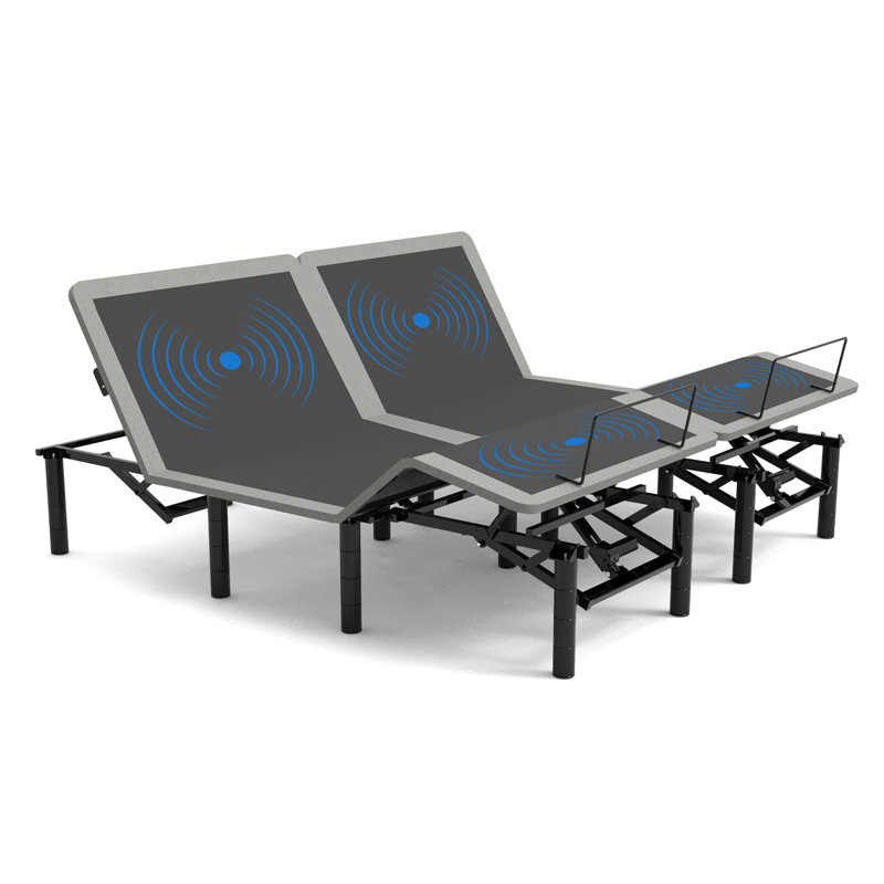 Base de lit réglable avec tête de massage et pied incliné, télécommande sans fil pour très grand lit, deux types de ports USB: Type-A et Type-C, veilleuse à DEL, 4 pieds réglables en hauteur Assemblage facile