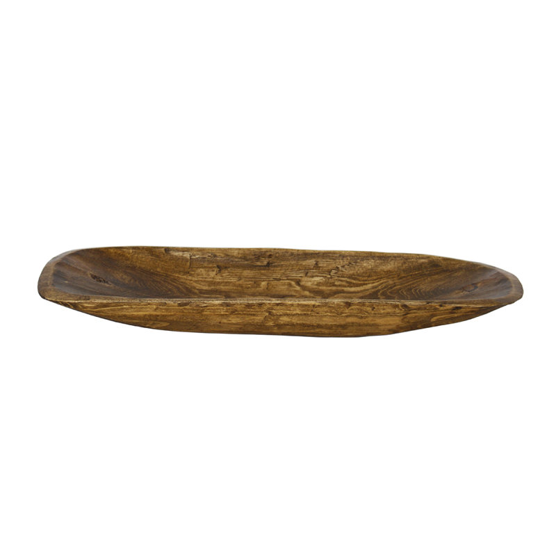 Wood Oval Decorative Bowl in Brown