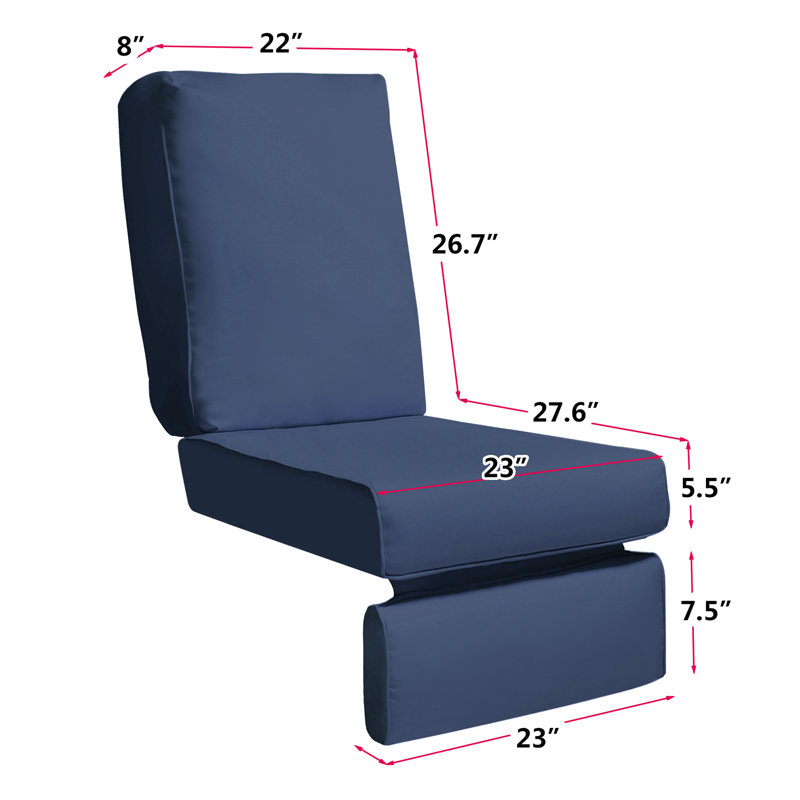 Outdoor 5.5'' Chaise Lounge Seat / Back Cushion(Set Of 2), Navy