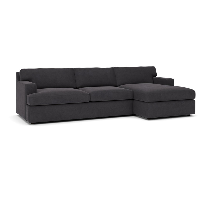 Canapé modulaire 2 pièces Cleo, Velours performance plage Bella, Orienté à droite
