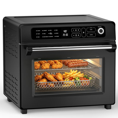 Friteuse à air chaud 12 en 1 de 25 pintes (13,2 L), four numérique à commandes tactiles, intérieur sans revêtement ni PFAS, 1700 W avec ensemble complet d'accessoires.