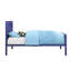 Lit double en bleu fret, métal avec panneaux encastrés, panneau rectangulaire, pieds droits, 79 po de long bleu avec cadre et conception de contenant, profil bas, largeur 56 po-449356556