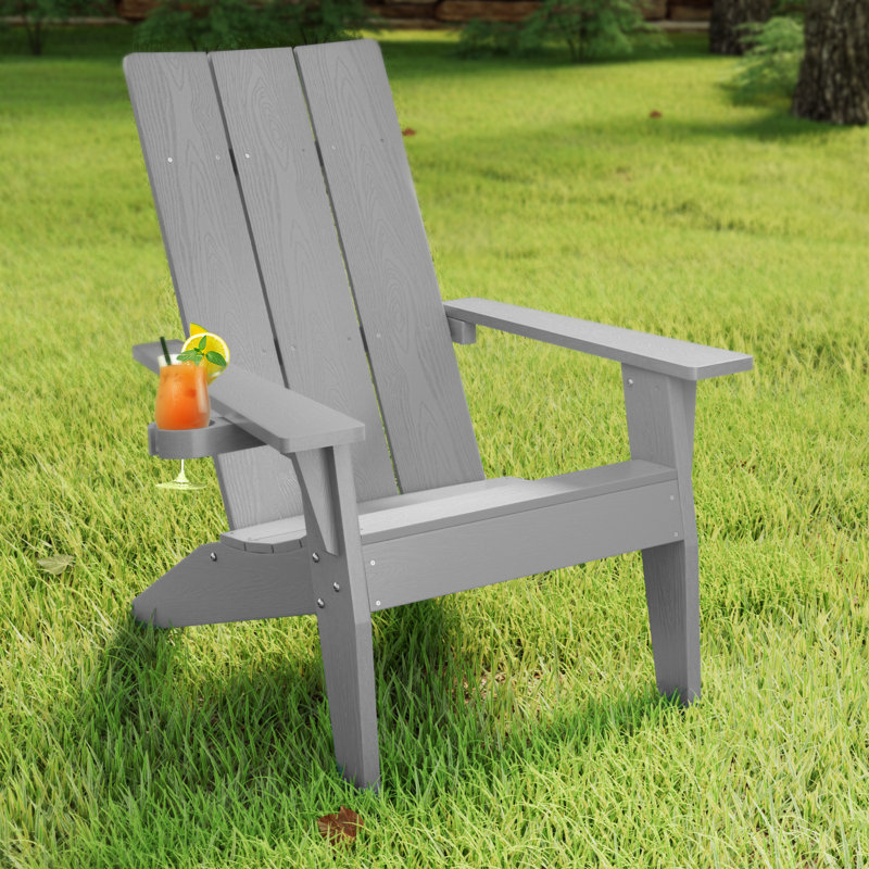 Chaise Adirondack en plastique / résine Harlean, Gris