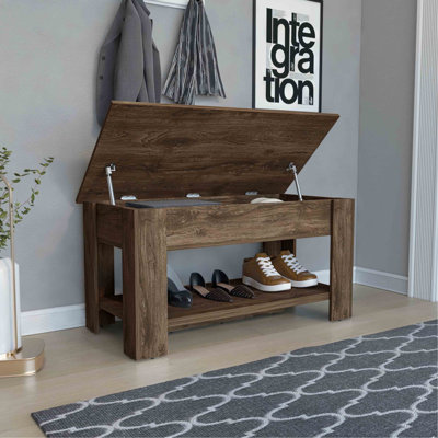 Table de rangement, quatre pieds, tablette inférieure, brun foncé