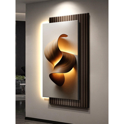 Art mural minimaliste en grès avec bande lumineuse en silicone Eco