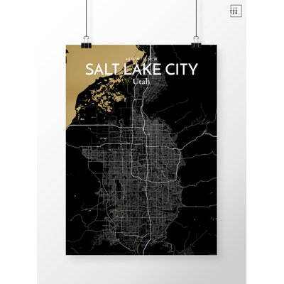 « Salt Lake City Map », impression d’art graphique de luxe