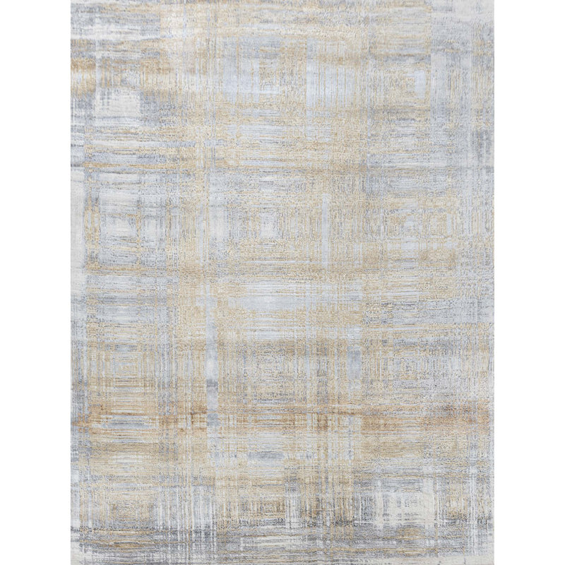 Hand Knotted Abstract Indoor Rug, Rectangle 9' x 12'