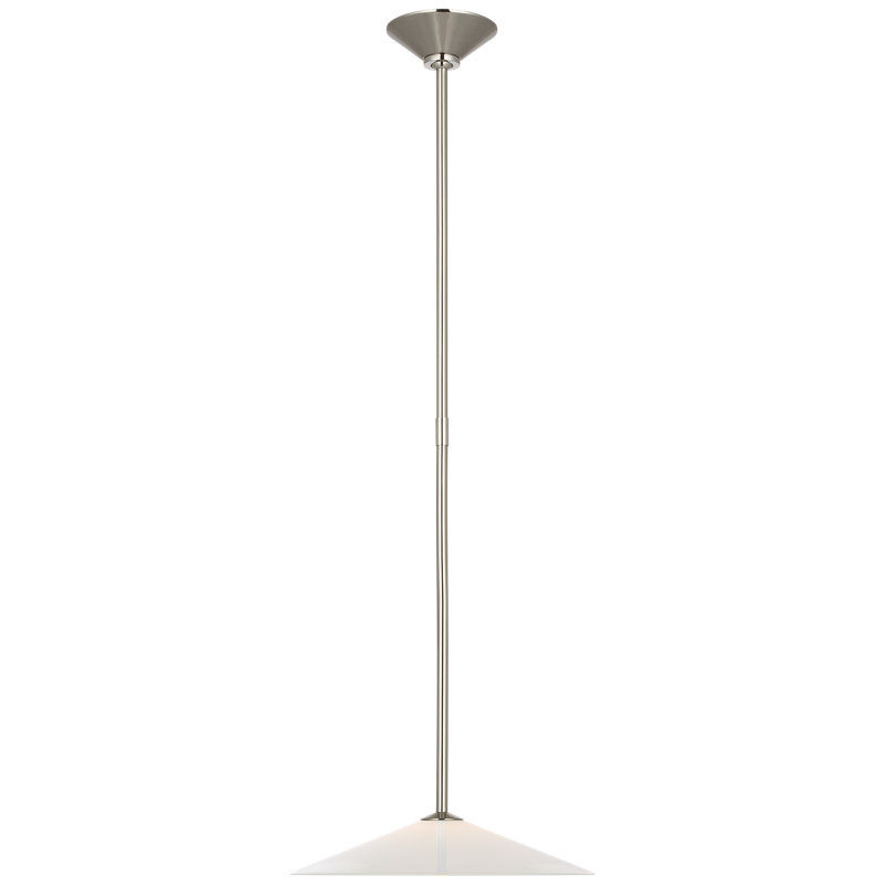 Amber Lewis Ponce Pendant with Shade, 47" H x 13" W x 13" D, White, Polished Nickel