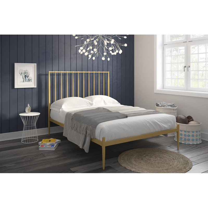 Nessa Metal Bed, Double (4'6), Matt Gold