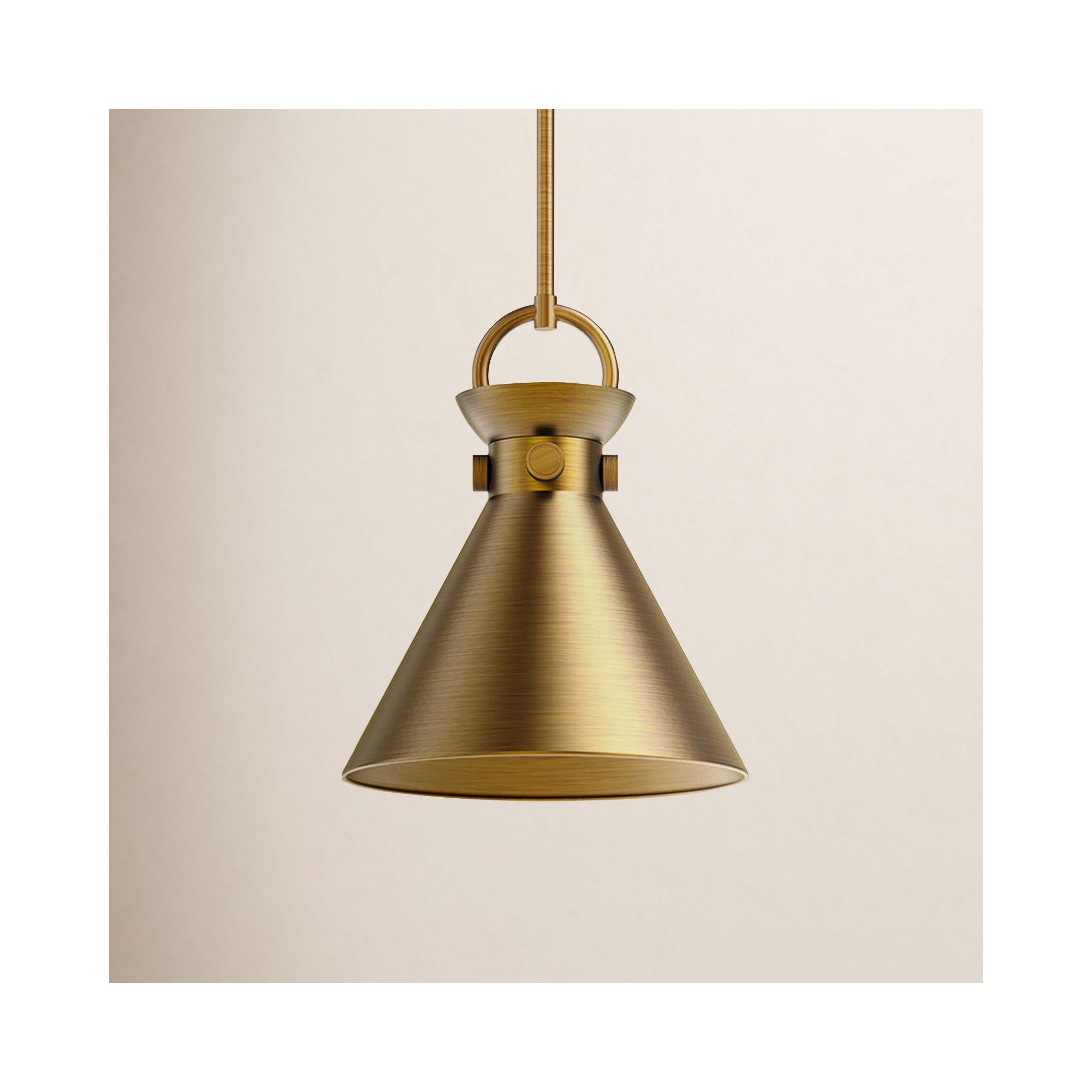 Tiney Single Light Metal Steel Pendant, Aged Gold, 12.75" H x 10.5" W x 10.5" D, Gold