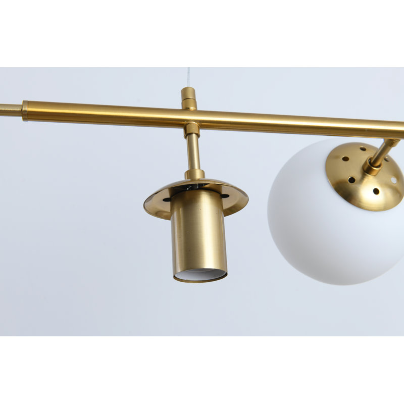 Lustre linéaire moderne Spoutnik à 6 lumières Balarama, Blanc