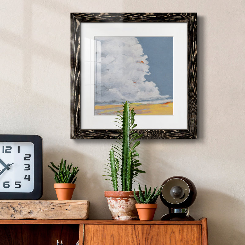 White Clouds Blue Sky I - Cadre photo, reproduction d'art sur papier, H 20 po x l 20 po x P 1,5 po, Papier noir