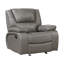 Fauteuil inclinable gris oscillant en cuir gris avec cadre en bois massif et siège à ressorts ensachés
