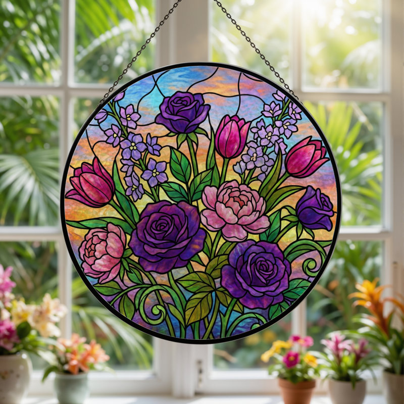 Panneau de vitrail de jardin 12 "H 12", H 12 po x l 12 po