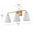 3 Light Brass Gold Bathroom Light Fixtures with Beige Glass