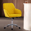 Chaise de bureau jaune vif avec coussin doux et confortable, base dorée pour une stabilité stable