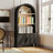 66.70 Inch Tall Arched Bookcase With Storage, Mid-Century Modern 3-Tier Arched Cabinet With Door, Arched Bookshelf Cabinet With Open Display Storage Shelf For Office Dining Room Living Room