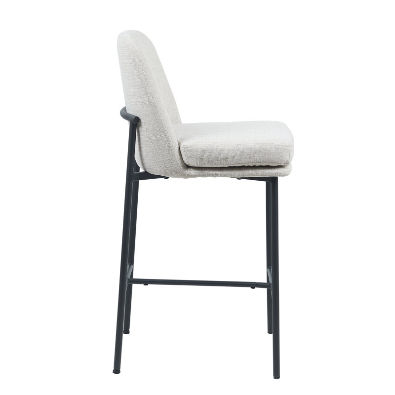 Angelick Jack Upholstered Metal Frame Counter and Bar Stools, Beige/Black