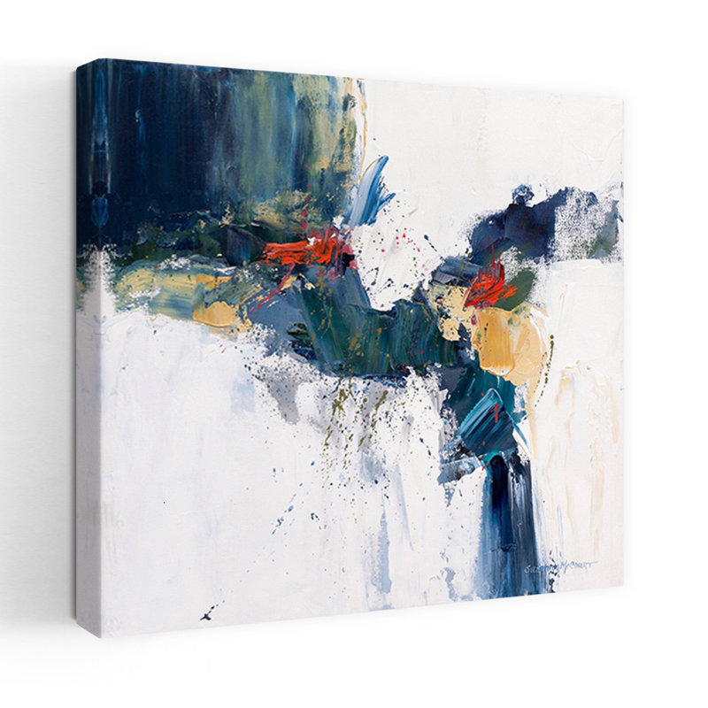 Art contemporain abstrait en cascade, H 36 po x l 36 po